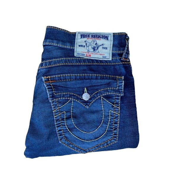 TRUE Religion Jeans Size 34 SLIM Blue - Picture 4 of 5
